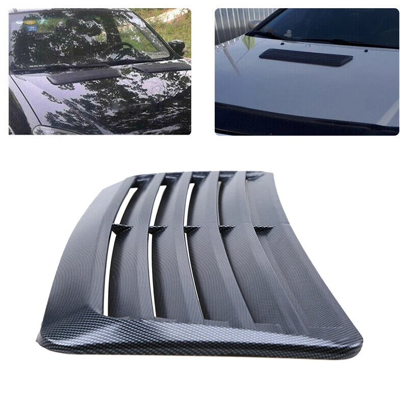 Universal Car Hood Air Flow Intake Grill Scoop Vent Bonnet Cover Carbon  Fiber