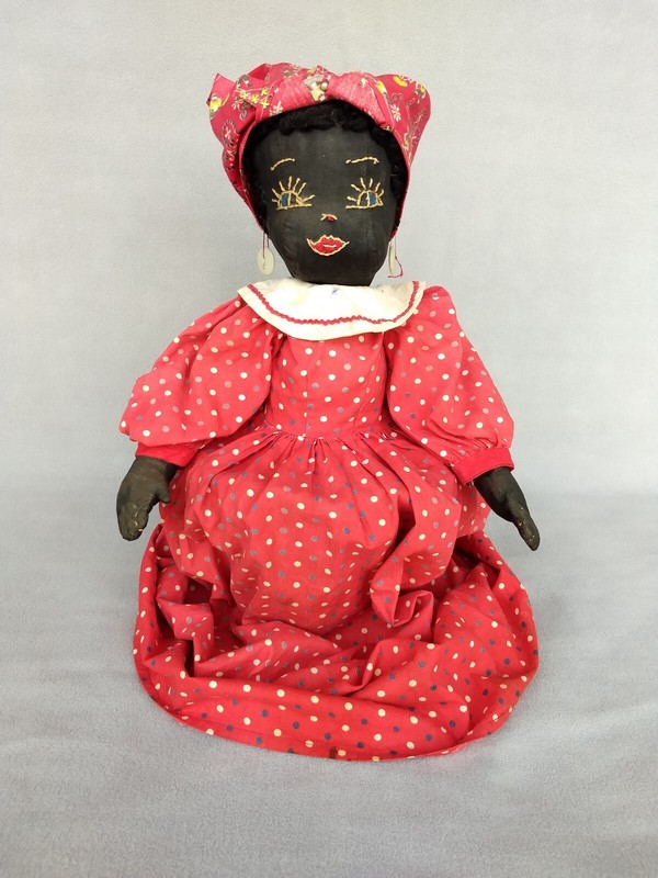 Vintage 1950's (?) Handmade Cloth Doll Toaster Cover Shelf-Sitter -- Folk Art