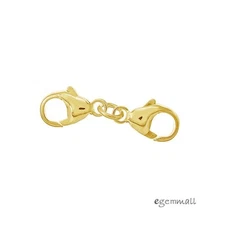 Gold Plated Sterling Silver Double Lobster Claw Clasp Extender Connector #99604