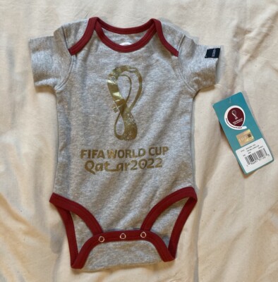 FIFA World Cup 2022 Qatar Baby 0-3 Months Gray Onepiece T-shirt Buttoned NWT