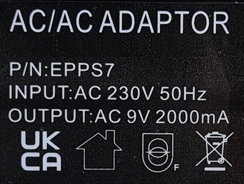 LEXICON REFLEX MIDI REVERB POWER SUPPLY (2 METER) ADAPTER UK 9V AC - Picture 3 of 3