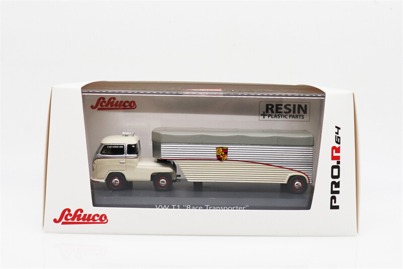 Schuco 1:64 VW T1 racing transporter Continental Motors beige/silver Model Car