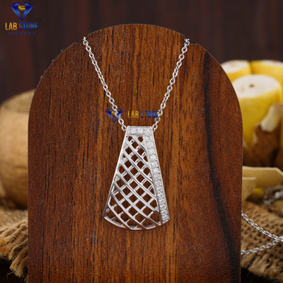 0.204 TCW Round cut Labgrown Diamond Pendant WithChain 18K White Gold Labstone