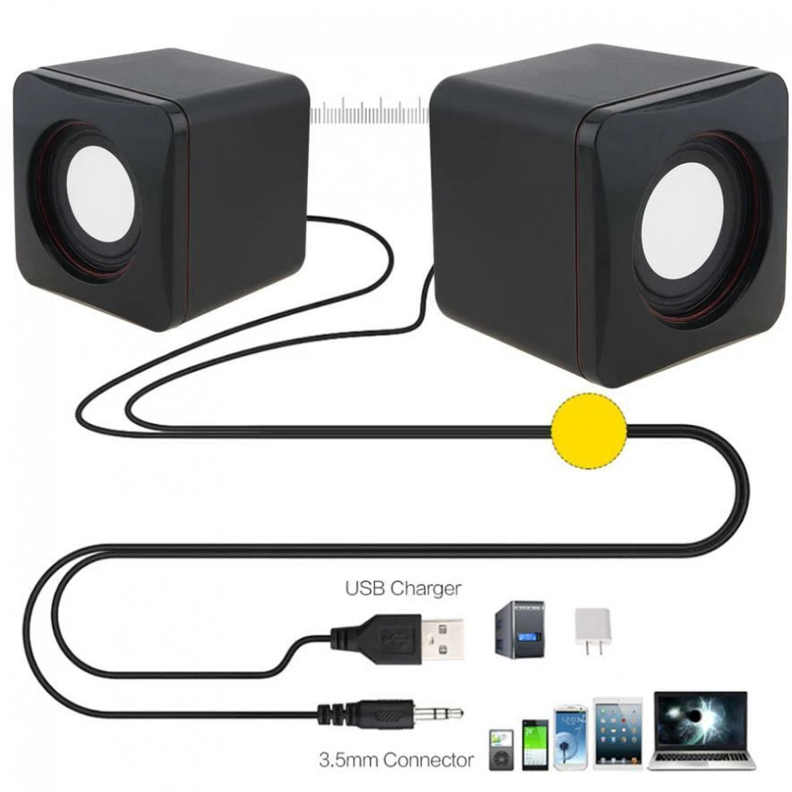 Mini USB Power Wired Computer Speakers Stereo 3.5mm Jack For