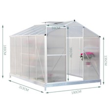 Aluminium Greenhouse WalkIn Large Clear Polycarbonate Gardening Shed Base Choose