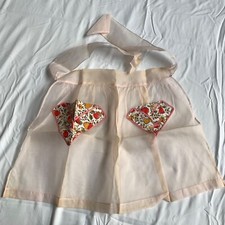 Vintage MCM Pink Sheer Half Apron with Pockets