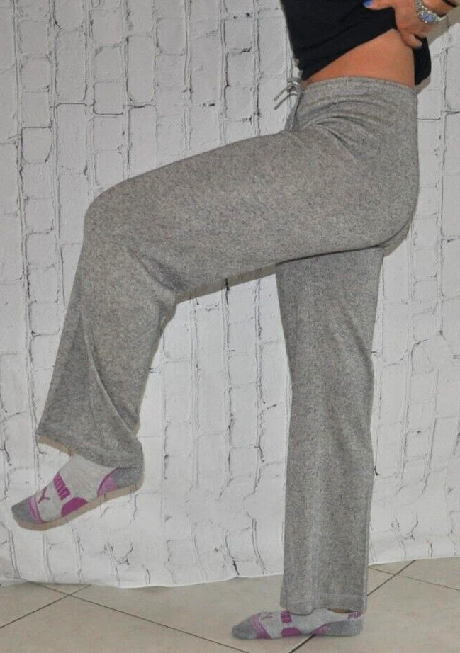 Pantalones con cordón de cachemir de seda LT SPORT PS pierna recta punto fino gris Foto 2 de 4