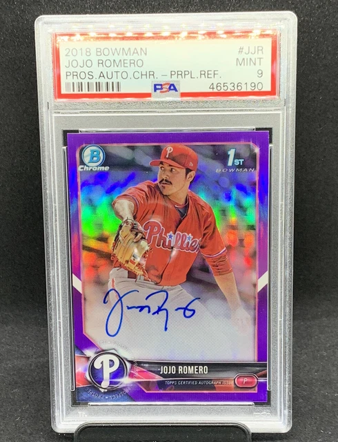 2018 Bowman Chrome JOJO ROMERO Purple Refractor Auto 144/250 RC Phillies PSA 9