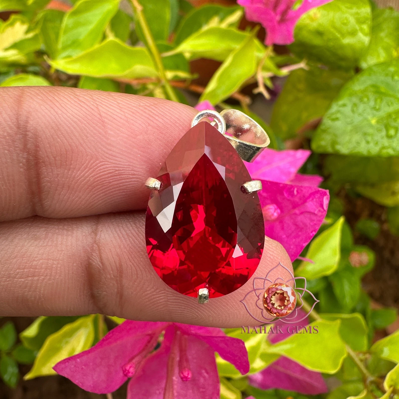 VETEMENTS Ciondolo pietra preziosa sfusa rubino rosso naturale certificato 25 25 CT in argento massiccio 925