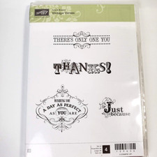Stampin' Up Vintage Verses 4 Rubber Stamps 129636 Sale A Bration Phrases Thanks
