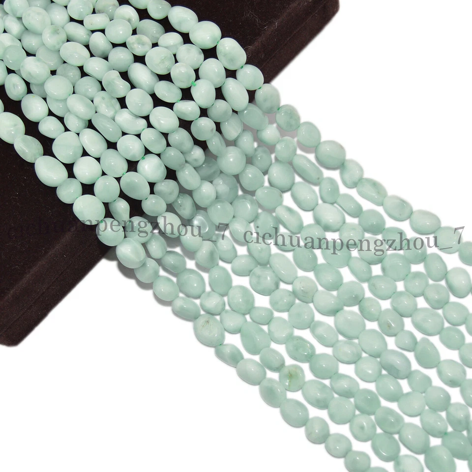 Cuentas sueltas de piedras preciosas irregulares de forma libre Larimar azul natural de 8-10 mm 15"" Foto 3 de 4