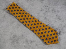 Vintage Boss Hugo Boss Tie Gold Blue Dots Paisley Designer Classic EUC