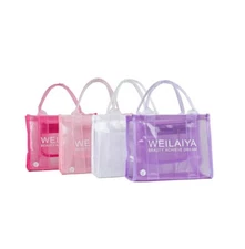 WEILAIYA New Water Resistant Clear Beach Shopping Tote bag With Pocket & Zipper