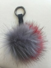 Cute Large Puff POM-POM Faux Fur Handbag Charm Key Chain Red Grey Black e