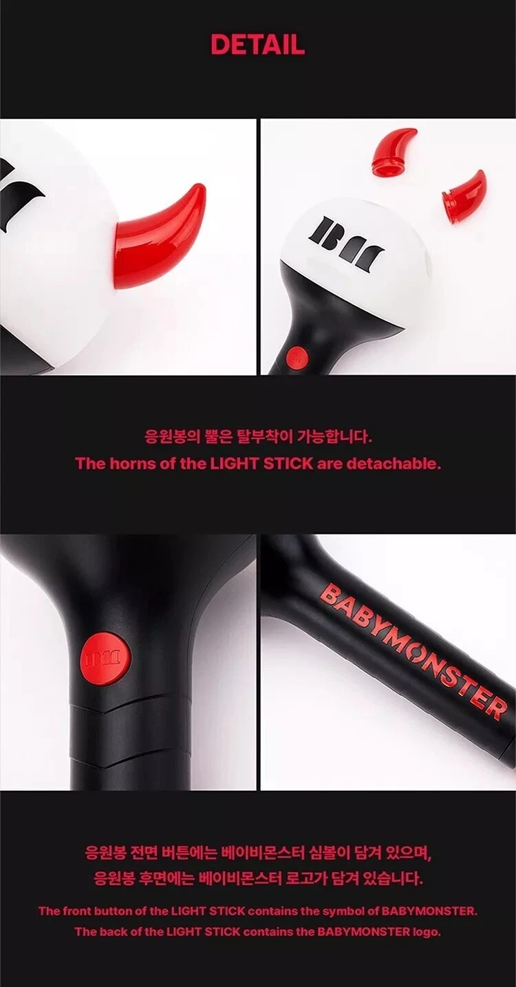 BABYMONSTER OFFICIAL LIGHT STICK with Strap, Manual, Tracking