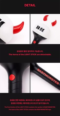 BABYMONSTER OFFICIAL LIGHT STICK with Strap, Manual, Tracking