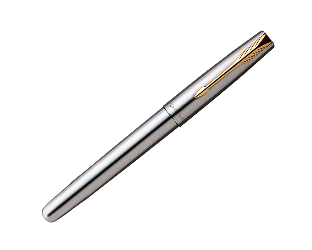 Parker Frontier Steel GT Gold Trim Rollerball Roller Ball Pen RB Fine Blue Ink eBay