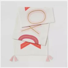 Threshold 100% Cotton XO Valentine's Day Table Runner With Tassels 72" x 14" New