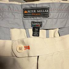 Peter Millar Element Beige Golf Chino Shorts 38 Classic Fit Flat Front Stretch