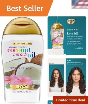OGX Extra Strength Coconut Miracle Oil, 3.3oz - Hydrating Anti-Frizz Treatment