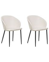 Esszimmerstuhl 2Er Set Stoffbezug Beige Metallbeine Schwarz Retro-Stil Mason