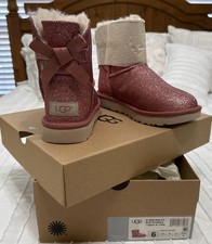 UGG MINI BAILEY PINK SPARKLE FUR-LINED BOOTS- Women Size 6- NEW IN BOX!