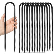 Homwin 12 inches 12-Pack Trampoline Stakes U-12"x5/16"-12pcs, U Shape-Black