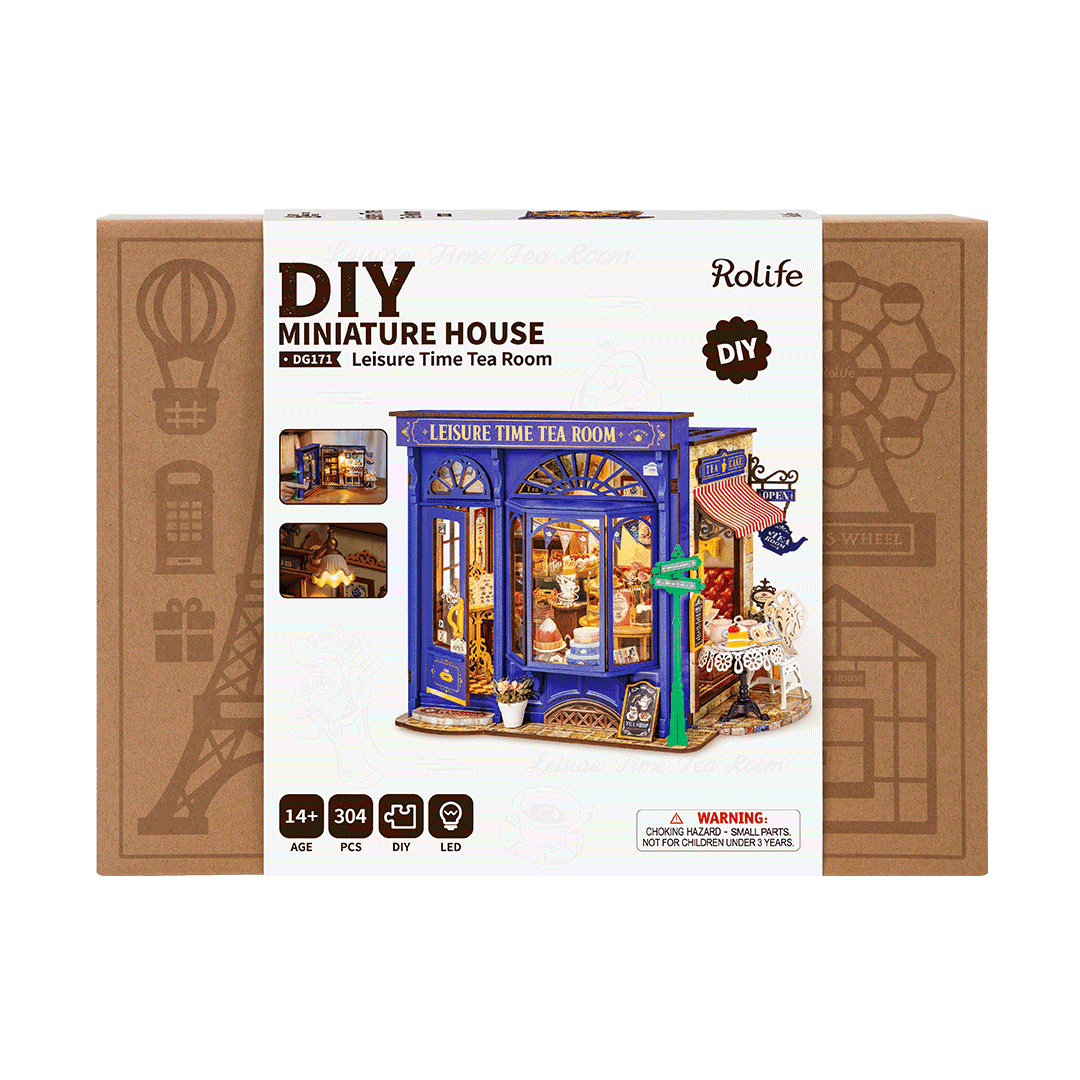 Rolife Leisure Time Tea Room DIY Miniature Dollhouse Model DG171 - Image 2