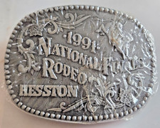 New / Sealed 1991 Hesston National Finals Rodeo  Adult Belt Buckle
