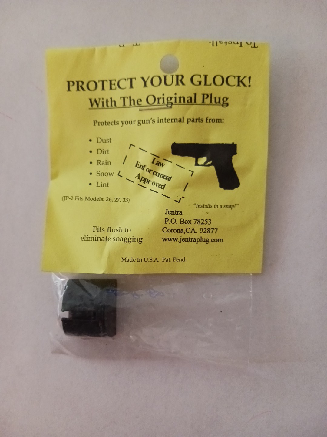 Glock Grip Plug, Fits GLOCK 26, 27, 33