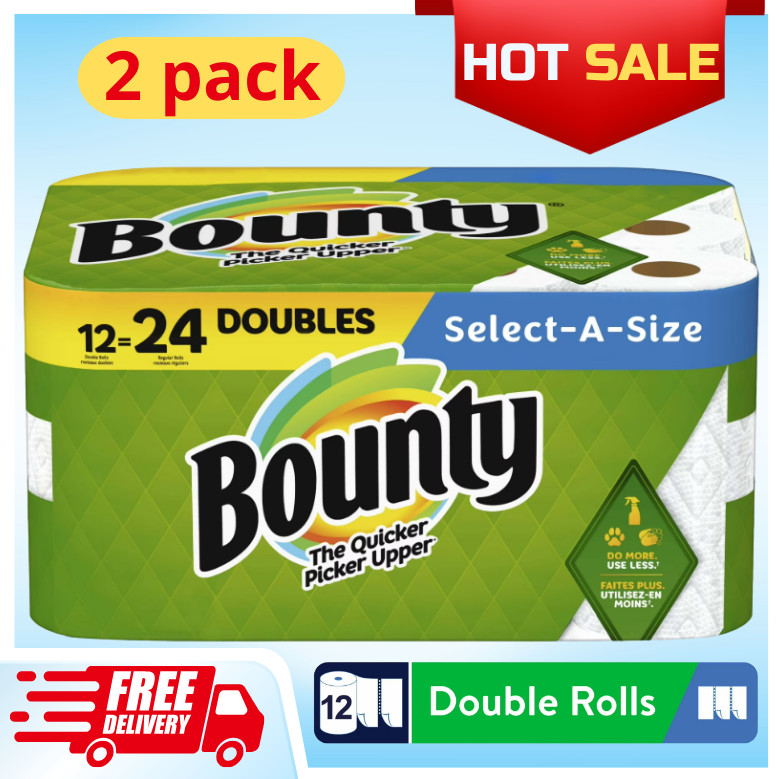 [HOT SALEƯ Bounty Select-a-Size Paper Towels, 12 Double Rolls, White - 2 Pack