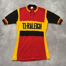 Maglia ciclismo vintage anni 70 TI Raleigh uomo L lana giallo nero a righe