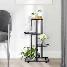 Flower Stand Black Iron 17.3 x 9.1 x 31.5 in Portable
