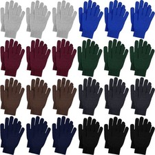 24 Pairs Winter Knit Gloves Weather Stretchy Gloves Bulk for Women Men Adults...