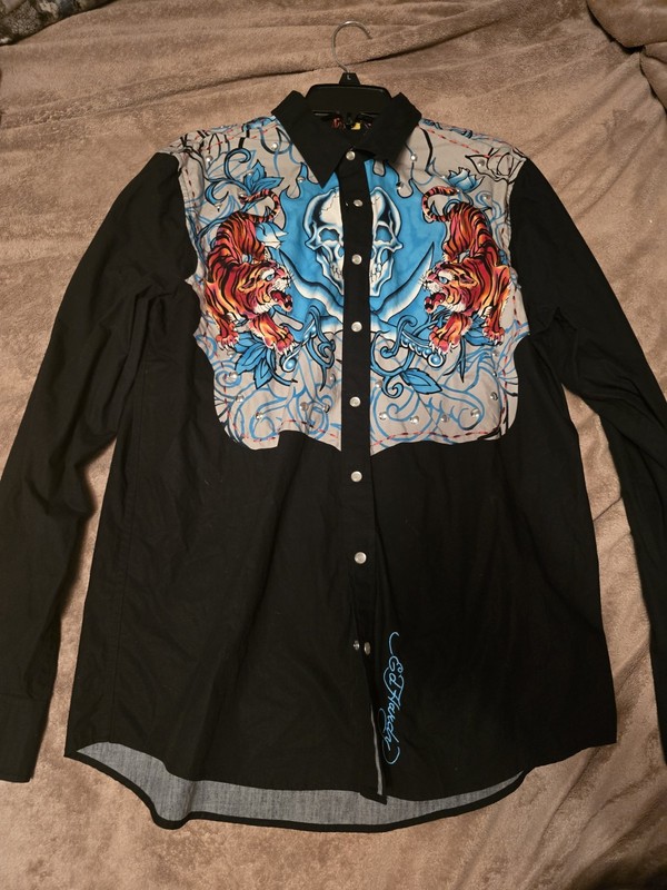 Men's Ed Hardy Pearl Snap Dress Shirt