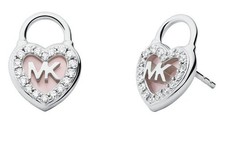Michael Kors MK Heart Stud Earrings Sterling Silver Rose Gold Tone NIB MJC1559A6