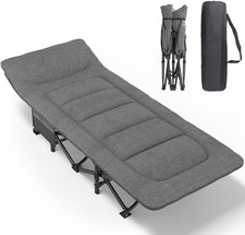 Camping Cot for Adults with Cushion and Pillow, Portable Folding Bed for Sleepin