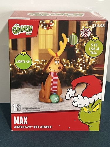 The Grinch Max Dog Airblown Inflatable New 5 Feet Tall Christmas ...