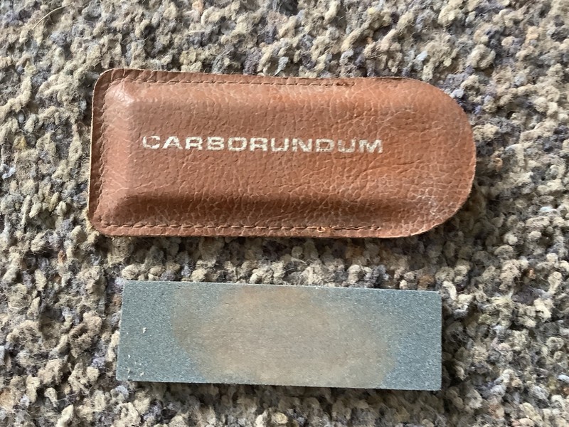 Vintage Carborundum Stone 3” Sharpening Stone With Pouch-A