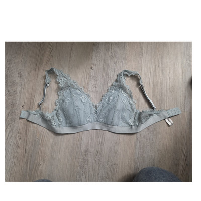 underwear Damen Bügel-BH Spitze hellblau Blumenmuster Gr. S Häkchenverschluss