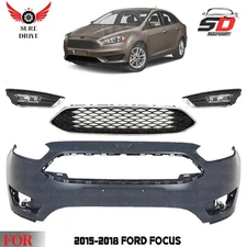 Front Bumper Cover Fascia & Grille Assembly Kit For 2015-2018 Ford Focus