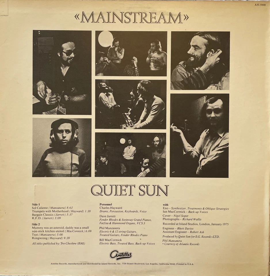 BRIAN ENO Phil Manzanara 1ST PRESS Quiet Sun MAINSTREAM LP 1975 NM- Roxy Music - Image 2 of 4