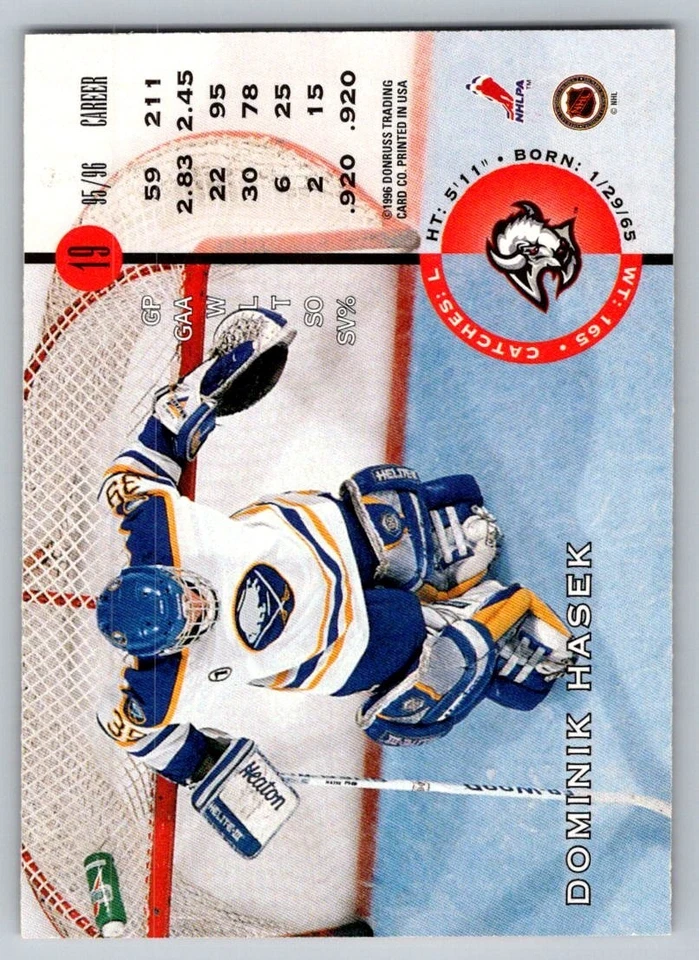 1996-97 Leaf - Dominik Hasek #19 - Image 2 of 2