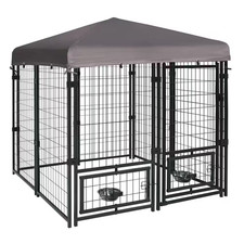 4.5 Ft. X 4.5 Ft. Dog Kennel Outdoor Dog Enclosure with Rotating Feeding Door...