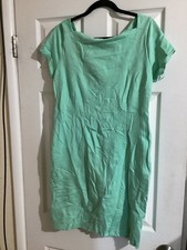 Banana Republic Dress Womens 14 Green Short Sleeve Rayon Blend Stretch Sheath