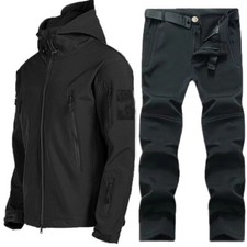 Tactical Tracksuit Jackets Pants Set Hiking Elastic Fleece Waterproof Warm Suit