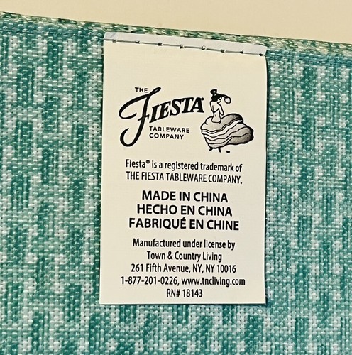 Fiesta Ware Fabric Placemats Set of 4 Aqua Blue Indoor Outdoor Use 13” x 18” NEW - Picture 8 of 9