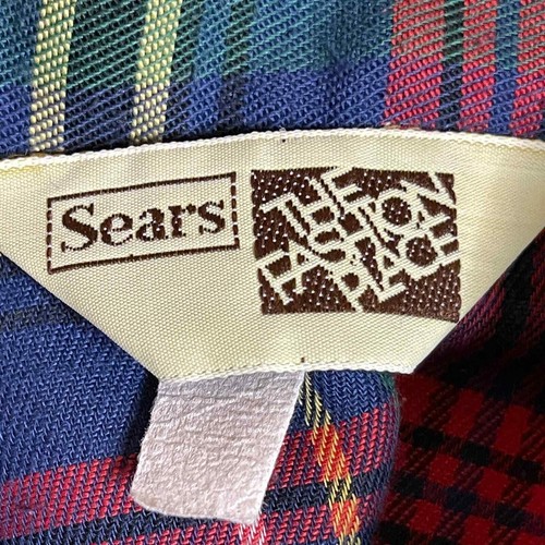 Camisa de colección años 70 a cuadros con botones mangas largas bolsillos unisex de Sears talla M L - Imagen 4 de 11
