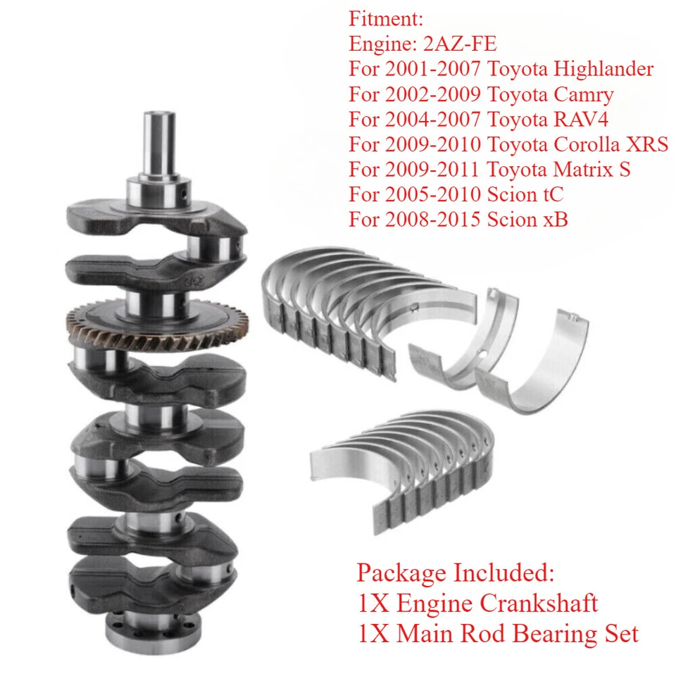 2.4L 2AZ-FE Engine Crankshaft & Main Rod Bearing For Scion xB tC Toyota Camry  Foto 4 de 4
