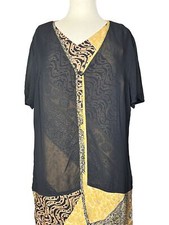 Vintage 90s Carole Little Women Size 10 Maxi Dress Over Shirt Tribal African Y2K